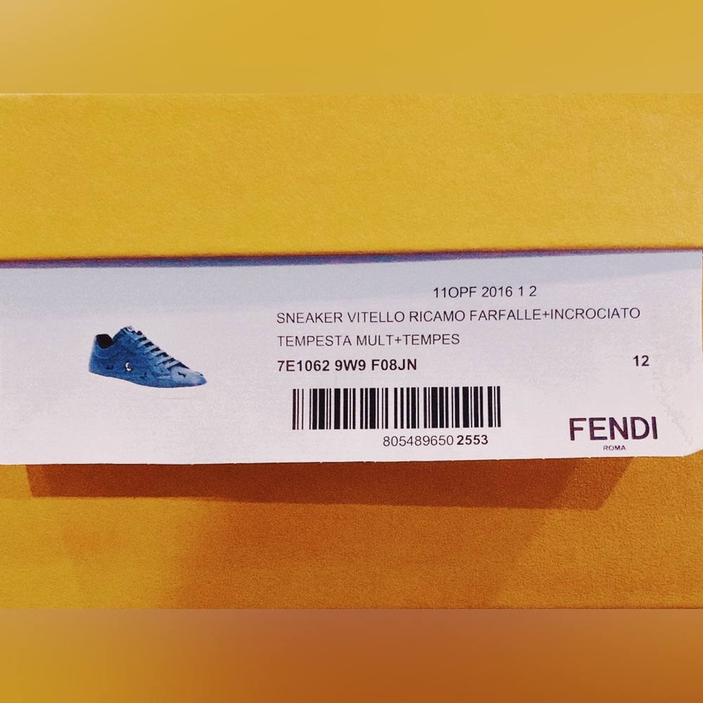 FENDI Butterfly Multicolor Bag Bugs Low-Top Storm Leather Sneakers UK12 US13 NEW - Picture 16 of 16